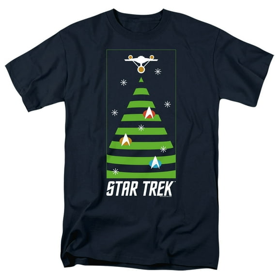 Star Trek The Original Series Christmas Tree Unisex Adult T Shirt, Navy, Small
