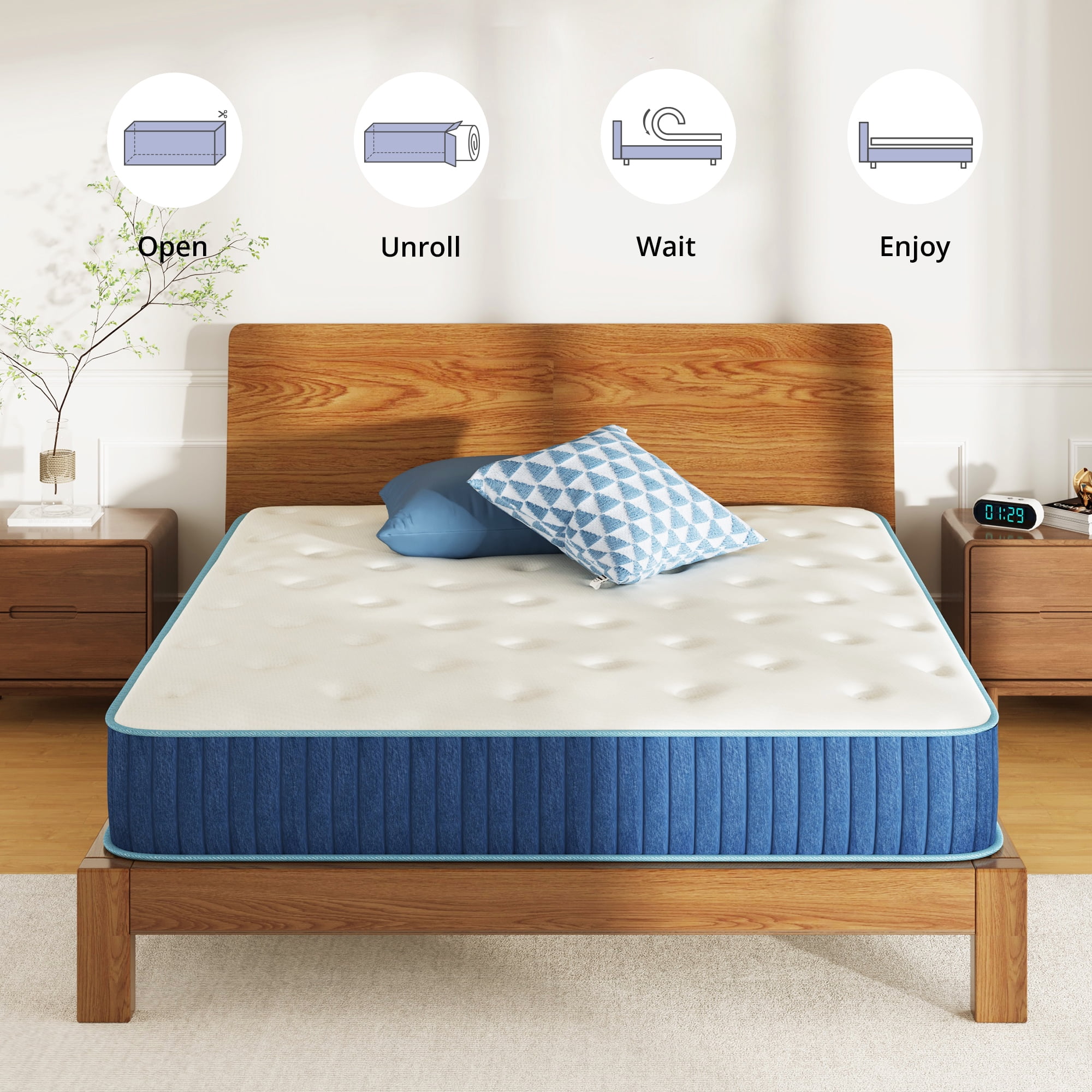 EGOHOME ChillWeave King Mattress, 12" Hybrid Mattress in a Box, Medium