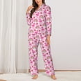 thumbnail image 2 of Balery Cute Flamingo Conjunto de Pijama con Estampado para Mujer, Conjunto de Dos Piezas con Manga Larga, Ropa de Dormir Suave con Bolsillos, Pijamas Cómodos-Medium, 2 of 7