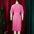 thumbnail image 6 of AURA Plus Size V Neck Pleated A Line Midi Dress High Waist Elegant Summer 2024 Office African Style Dress with Belt, 6 of 10