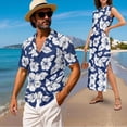 thumbnail image 2 of Jeiento Blue Hibiscus Flowers Matching Outfits for Couples Maxi Dress Long Dresses for Women Summer Casual Dress Mens Beach Shirt Button Up Shirts Matching Hawaiian Outfits for Couples, 2 of 6
