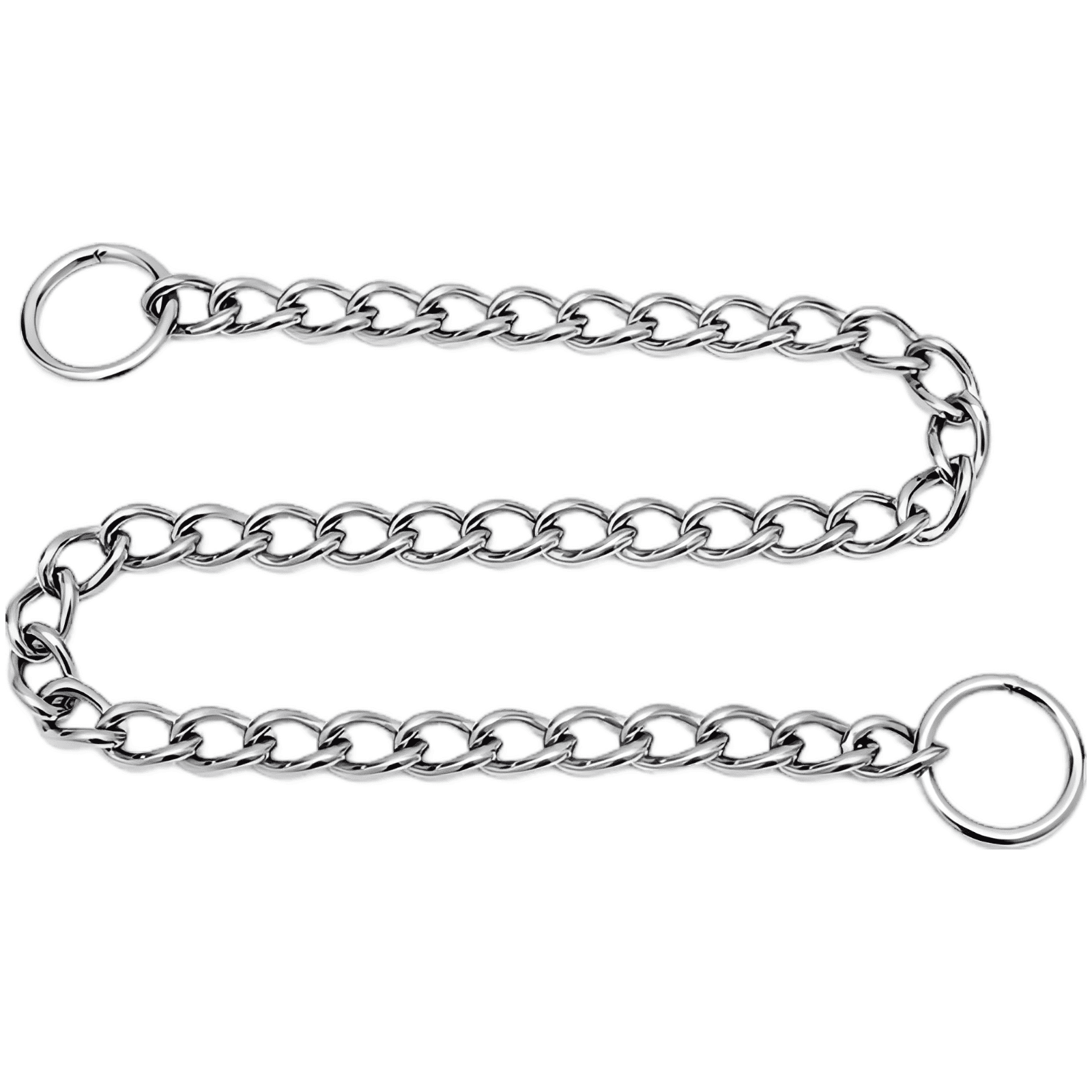 Stainless Steel Dog Choker Collar 23.6 in / 60 cm Dog Training Collar with 0.1 in / 0.4 cm Diameter Dog Slip Chain for Medium Large Dogs Anti-Bite Chew Proof Long-Lasting Pet Walking Leash