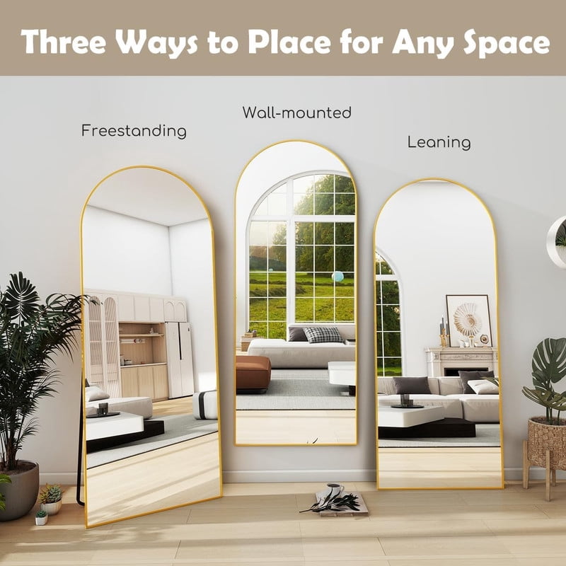 Lumora 21"x 56" Arched Full Length Mirror Floor Mirror Full Body Standing Mirror, Gold