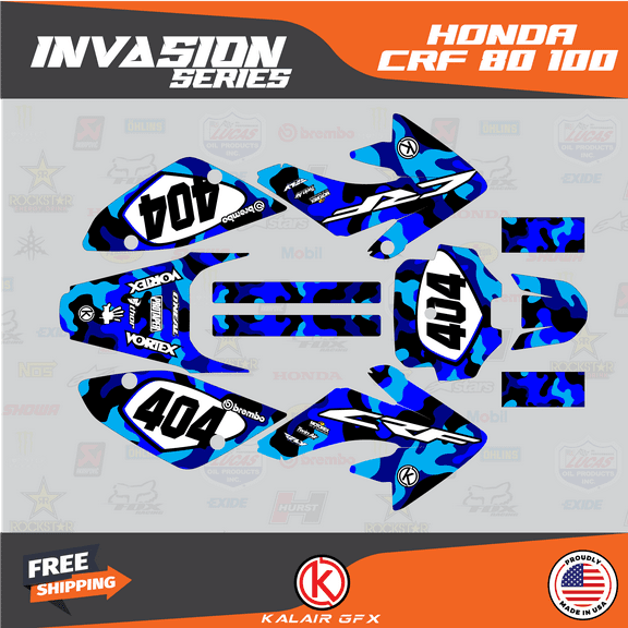 Kalair GFX Graphics Kit for Honda CRF80 (2004-2010) Invasion Series