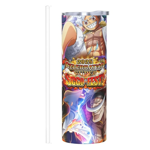 Stainless Steel 8.3in High 20oz Anime Insulated Cup,One Piece Bottle Stainless Sport Outdoor Double Wall Insulated Bottles With Straw​​
