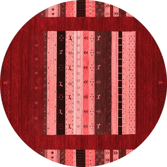 Ahgly Company Indoor Round Abstract Red Contemporary Area Rugs, 6' Round