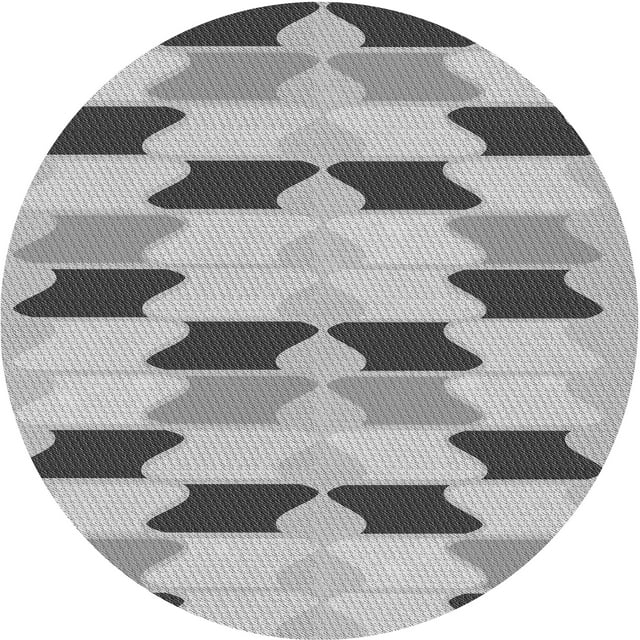 Ahgly Company Tapis Rond Lavable en Machine Intérieur Transitionnel Gris Fumé, 4 Pieds Rond
