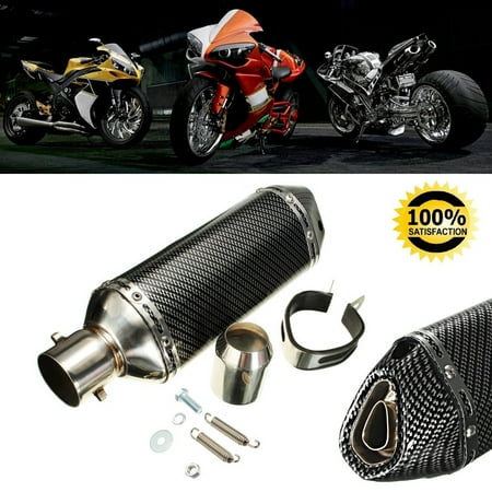38-51mm Motorcycle Carbon Fiber Exhaust Muffler Pipes Tip w/ Removable Silencer Street
