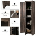 thumbnail image 6 of Costway Linen Tower Bathroom Storage Cabinet Tall Slim Side Organizer w/ Shelf Walnut, 6 of 11