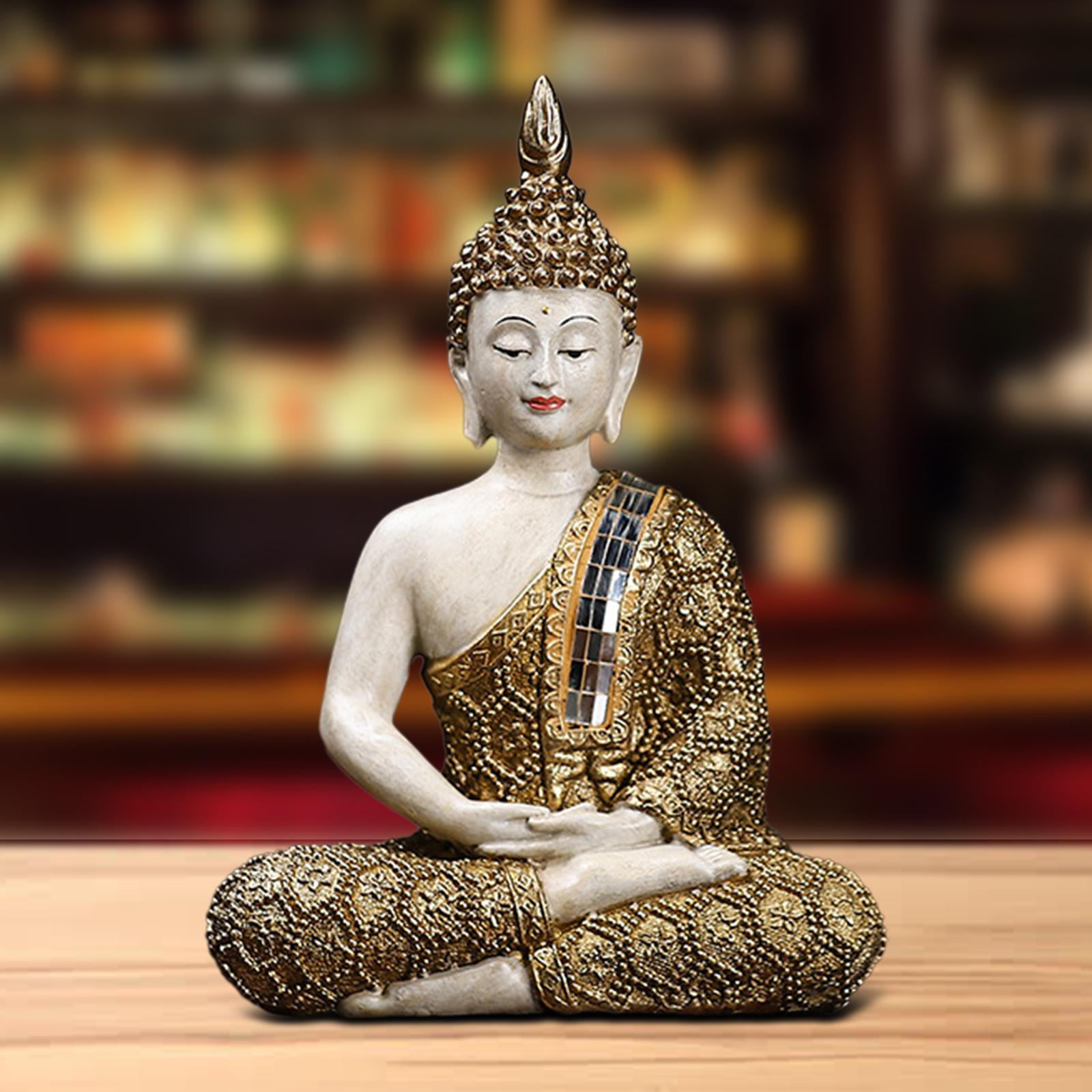 Sitting Buddha Resin Statue Meditating Figurines Hand Carved Collection ...
