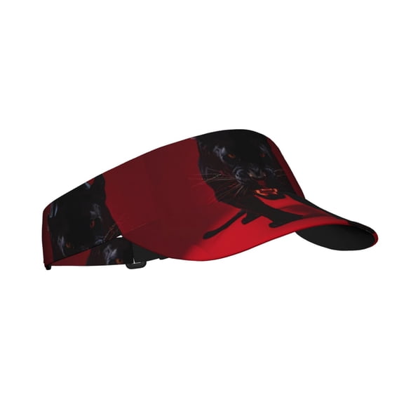 Vsdgher Black Panther Red Background Print Adult Sunscreen Visor Cap,1 Piece of Sport Sun Visor Hats Adjustable Sun Hat for Outdoor Activities Fits for Women and Men (One Size)