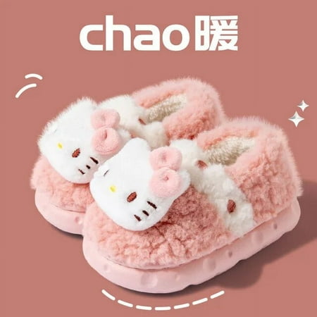 

Hello Kitty Girl Cotton Slippers Fashion Sanrio Kuromi My Melody Cinnamoroll Plush Home Slippers Indoor Anti Slip Girls Shoes