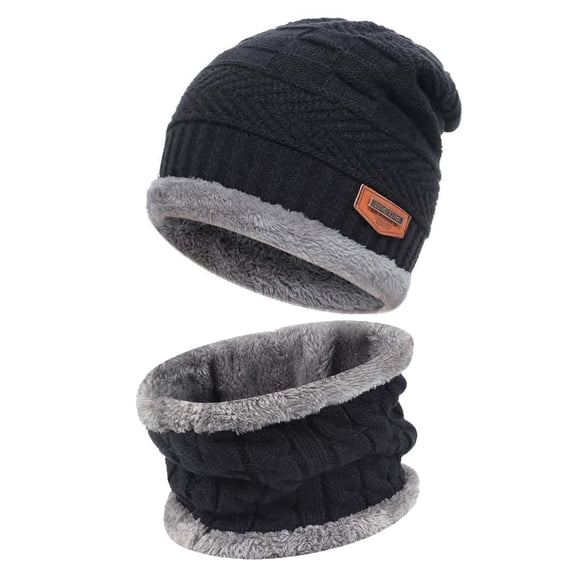 Ilfioreemio Winter Beanie Hat & Scarf Slouchy Warm Knit Beanie Hat for Men Women Cable Knit Watch Cap & Neck Gaiter Scarf