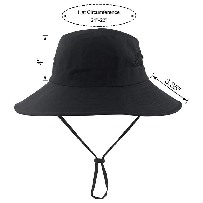 3PCS Outdoor Bucket Hat UV Protection Fishing Hats for Women,Black 