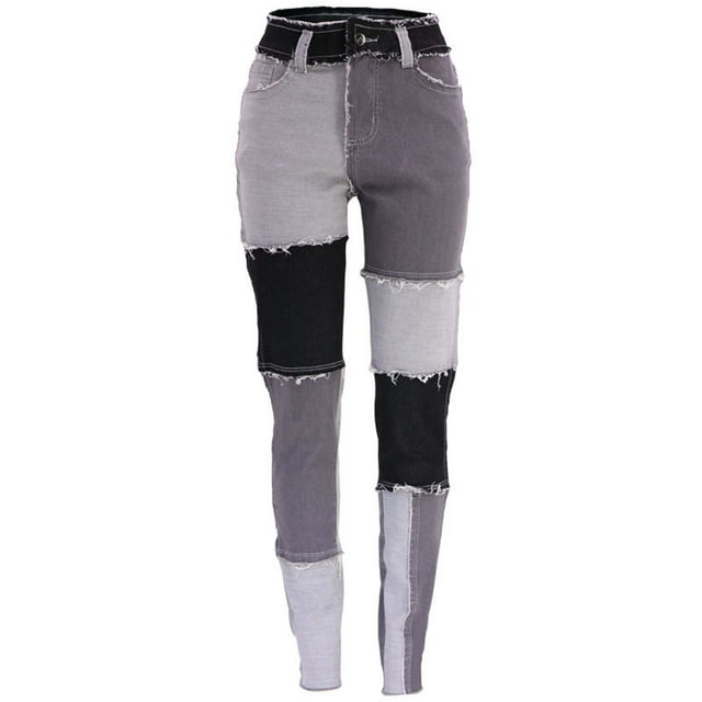 Teissuly Jeans pour Femmes Mode Taille Haute Extensible Coupe Ajustée Pantalon Crayon Décontracté, Taille p-3TG