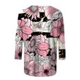 thumbnail image 4 of TSADFHJI T-Shirts pour Femmes Ample Décontracté Imprimé Floral Col Rond Manches 3/4 T-Shirt Ample L Blanc, 4 of 5