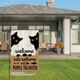 thumbnail image 3 of JOOCAR Welcome Cats People Tolerated Linen Garden Flag with Black Cats and Fish Design for Fall Autumn Home Outdoor Garden Yard Door Decor 12x18 inch, 3 of 5