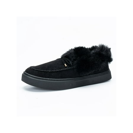 

Gomelly Womens Moccasin Slippers Warm Winter Shoes Cozy House Shoes Black 9