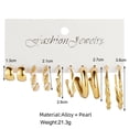 thumbnail image 4 of Juego de 5 pares de pendientes de metal retro de acero dorado sencillos, tipo C, con perlas retorcidas, adecuados para la mayoría de las ocasiones, estilo versátil, 4 of 6