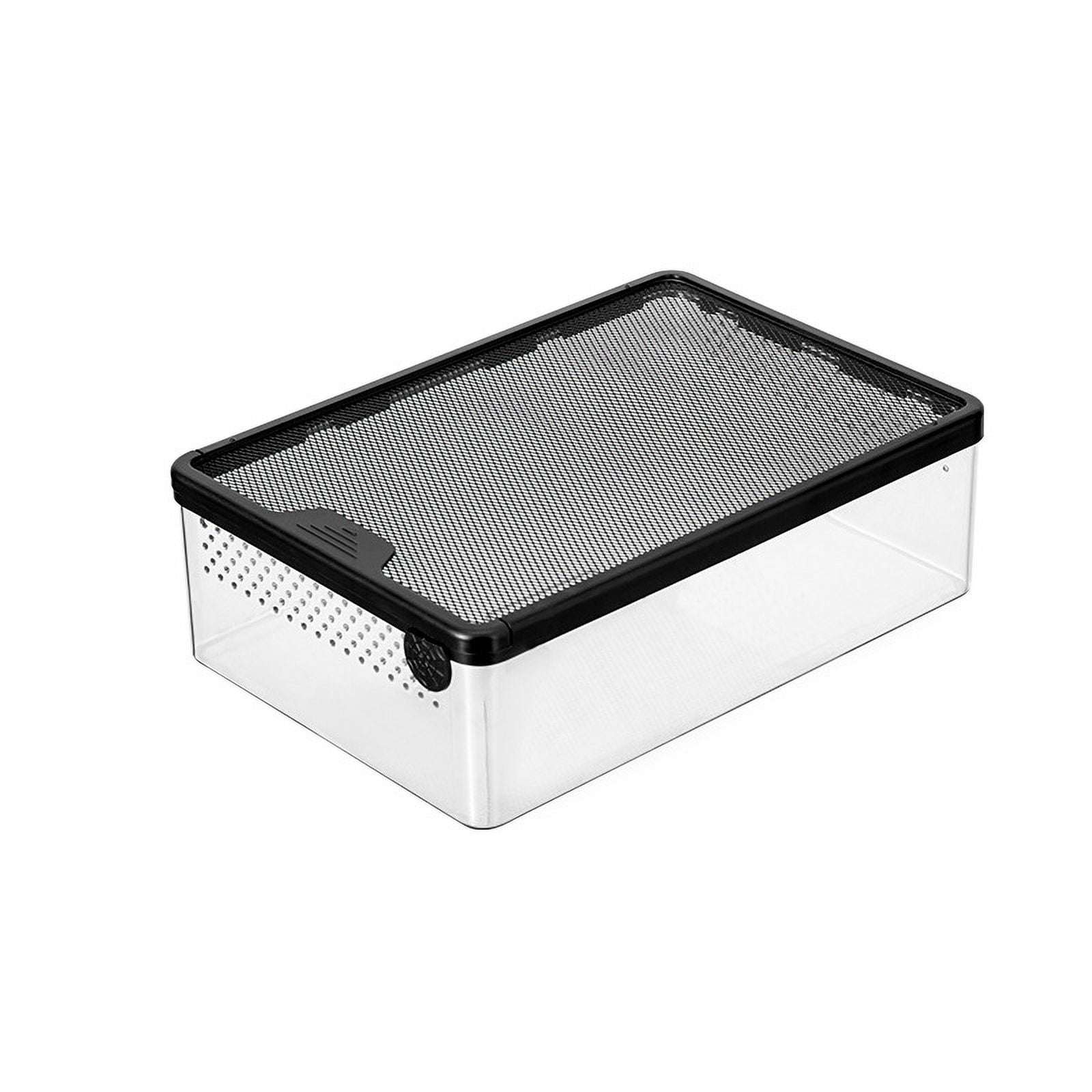 Semfri Plastic Reptile Enclosure, Hibernation Shading Habitat for Turtles, Anti-Escape Lock Design, Transparent Black Frame Pet Horned Frog Box with Ventilation Holes