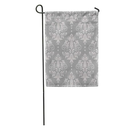Modern Lace Damask SIDONKU Gray Pattern Damask Silver Floral Victorian Modern Lace Baby Garden Flag Decorative Flag House Banner 12x18 inch ()