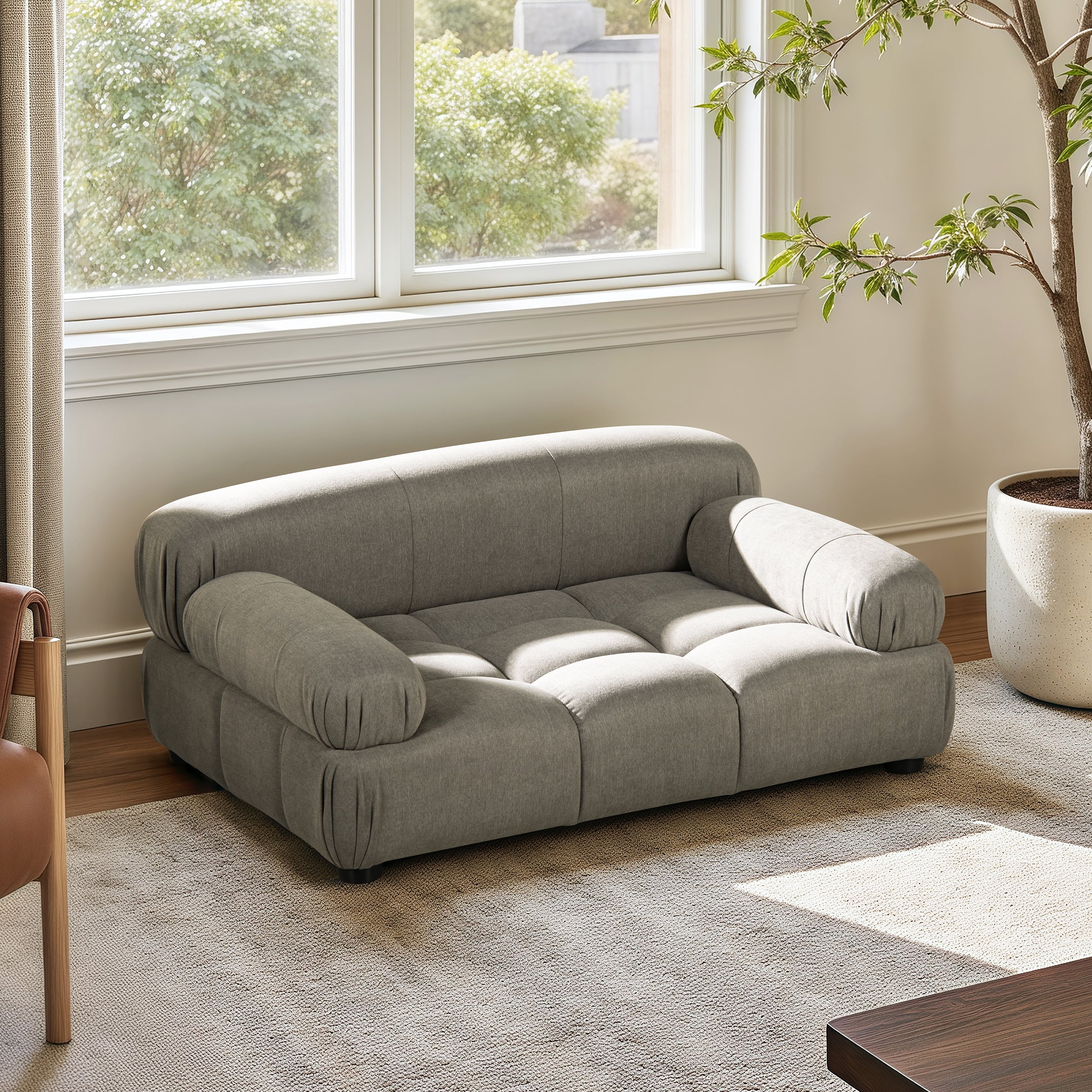 Pet Bed, Small to Medium Dog or Cat Uptown Gray Performance Velvet