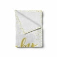 thumbnail image 2 of Oh Baby Soft Flannel Fleece Throw Blanket, Oh Baby Font Writing Ornamented with Sparsed Dot Print, Cozy Plush for Indoor and Outdoor Use, 70" x 90", Earth Yellow and White, by Ambesonne, 2 of 6