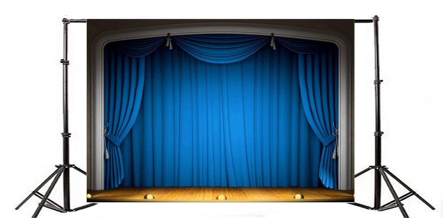 MOHome 7x5ft Stage Backdrop Blue Curtain Vintage Wood Plank Interior Theater  Photography Background Kids Children Adults Photo Studio Props - Walmart.com, image size:1495x734