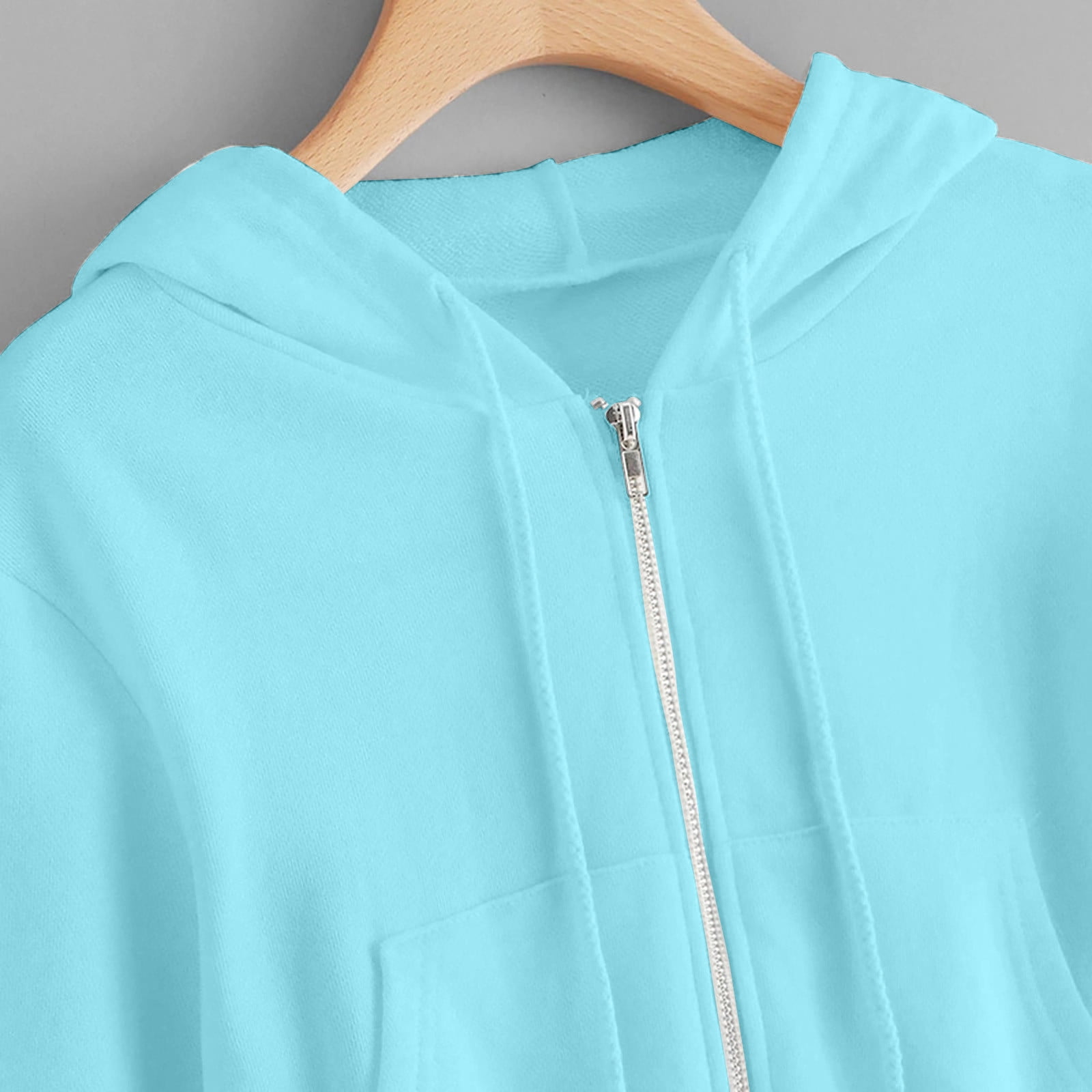 fartey Women Plus Size Crop Hoodies Warm Zip Up Fleece Long Sleeve Cozy Jacket Top Casual Solid Color Trendy Hooded Sweatshirt Outwear, S-5XL
