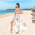 thumbnail image 6 of FORMRS Womens Long Sarong Beach Wrap Semi-Sheer Bikini Skirt Bathing Swimsuit Cover Up, Orange Floral Blooms, 6 of 7