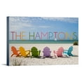 thumbnail image 1 of The Hamptons, New York, Colorful Beach Chairs, (12x18 Wrapped Canvas, Wall Decor, Artwork), 1 of 5