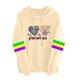 thumbnail image 2 of Uootdi Mardi Gras Womens Drawstring Hoodies for Women Carnival Crewneck Heart Print Hooded Long Sleeve Pullover Festive Color Block Loose Sweatshirts Gift, 2 of 4