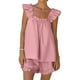 thumbnail image 1 of MKLEKYY conjunto de Pijama Corto para Mujer, conjunto de 2 Piezas, Ropa de Dormir Sin Mangas, Top Corto con Volantes y Pantalones Cortos Casuales, Ropa de Estar Por Casa, 1 of 4