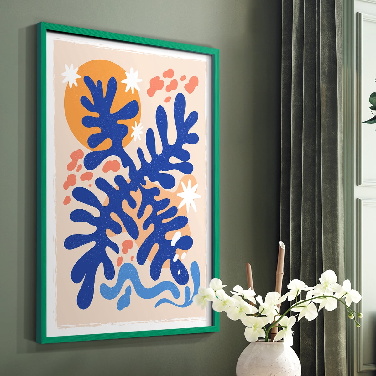 Matisse CCCLXVI in Green Solid Wood 16 x 20 Framed Print