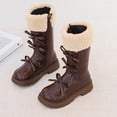 thumbnail image 5 of WAVSUF Girls Fleece Knee High Boots Wide Width Soft Sole Anti Slip Winter Trendy Cute Boots Brown 10 Toddler, 5 of 8