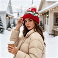thumbnail image 4 of SYMOID Womens Red Knit Beanie with Pom Pom, Christmas Reindeer Winter Hat for Women Hats,Size Free Size, 4 of 4