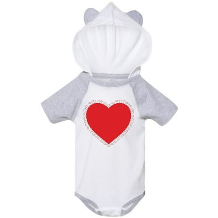 

Inktastic Valentine s Day Red Lace Heart Outfit Gift Baby Boy or Baby Girl Bodysuit