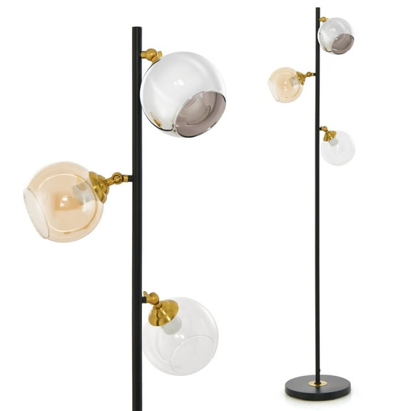 Giantex Globe Floor Lamp, Tall Standing Lamp w/Adjustable Globe Glass Lampshades, Freestanding Lamp for Home
