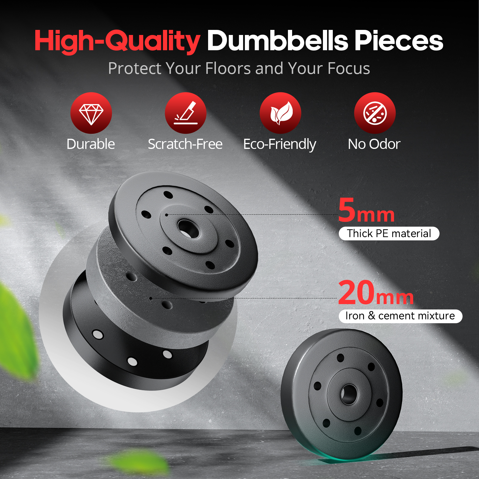 Vebreda 45LB Adjustable Dumbbell Set 4-in-1, Converts to Barbell, Kettlebell & Push-Up Stand, Home Gym Fitness Equipment for Full Body Strength Training