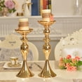thumbnail image 3 of Guardoinrt Modern Metal Candle Tea Light Holder with Long Stand Decorative Flower Vase Gold L 1Set, 3 of 6