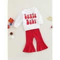 thumbnail image 4 of Toddler Baby Girl Christmas Outfit 6M 9M 12M 2Y 3Y 4Y  Crewneck Sweatshirt and Bell Bottoms Pants Fall Winter Clothes Set, 4 of 10