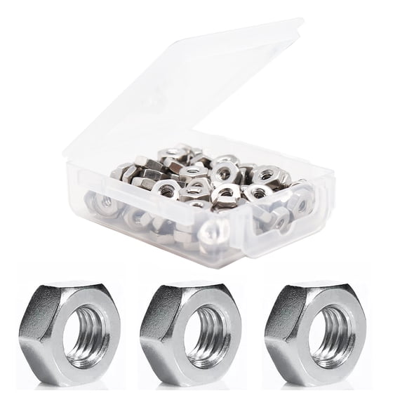 binifiMux 100pcs 10-24 Hex Nuts Carbon Steel Silver Tone