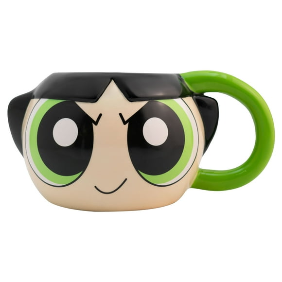 Taza Grande de Cerámica, Diseño Esculpido en 3D, Chicas Super Poderosas, Modelo Bellota, Capacidad 591 mililitros