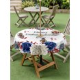 thumbnail image 5 of Outdoor Tablecloth with Umbrella Hole Zipper Happy Independence Day Round Tablecloth 54" Waterproof Table Cloth 4th of July Rustic Floral Leaves Berries Patio Table Cover Tablecloths for Picnic, 5 of 8