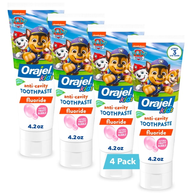 Pasta de dientes Orajel Kids Paw Patrol anticaries 120 ml (paquete de 4)