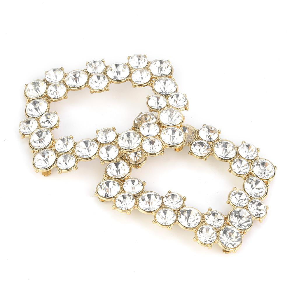 IPOTCH 2 Pieces Elegant Rhinestone Metal Shoe Clips Buckle for Wedding Party Prom