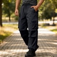 thumbnail image 2 of Mlzmgr Mens Cargo Pants Casual Loose Drawstring Elastic Waist Quick-Dry Joggers Outdoor Athletic Pants with Pockets(XX-Large), 2 of 9