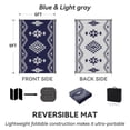 thumbnail image 3 of SIXHOME 6x9 Feet Waterproof Outdoor Rug - Reversible Blue & Gray Plastic Patio Mat, Non-Slip Durable Moroccan Geometric Design for Camping, RV, Balcony, Porch, Picnic, 3 of 7