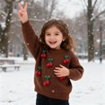 thumbnail image 3 of CPNG Toddler Newborn Baby Girls Knitted Sweaters Round Neck Long Sleeve Pullover Top with 3D Cherry Decor Autumn Winter Soft Warm Casual Sweaters, 3 of 3