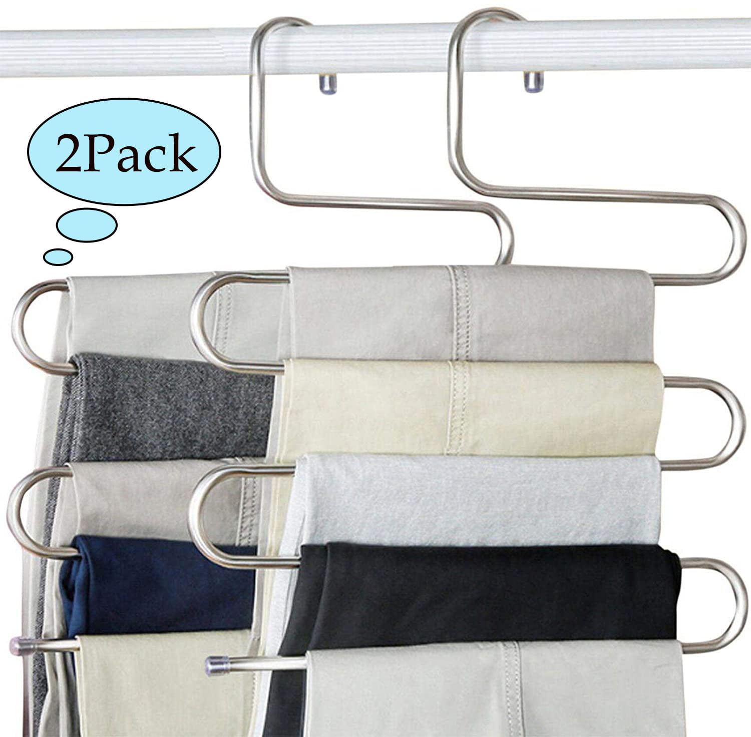 IEOKE Pant Hangers Durable Slack Hangers Multi Layers Stainless Steel Space Saving Clothes Hangers Closet Storage for Jeans Trousers 4 Pack